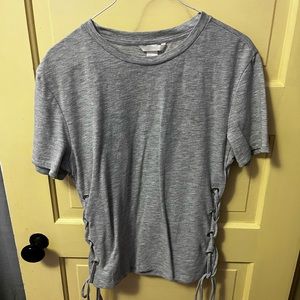 Grey tie-up t-shirt